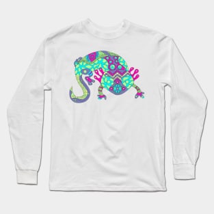 mexican cute axolotl ajolote ecopop in tribal art Long Sleeve T-Shirt